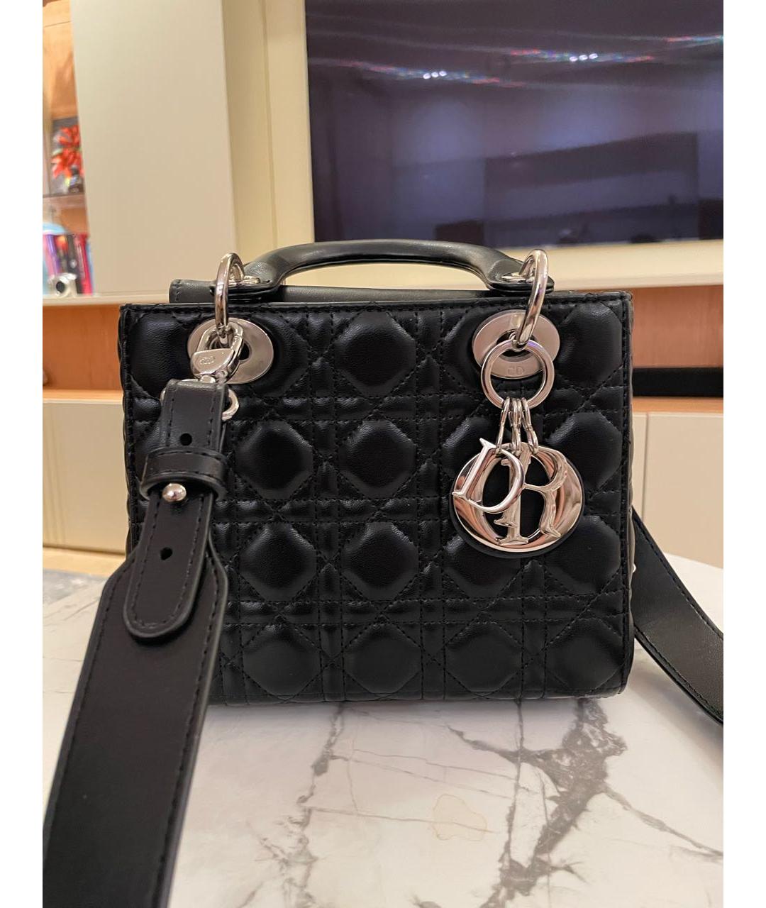 CHRISTIAN DIOR Черная кожаная сумка с короткими ручками, фото 2