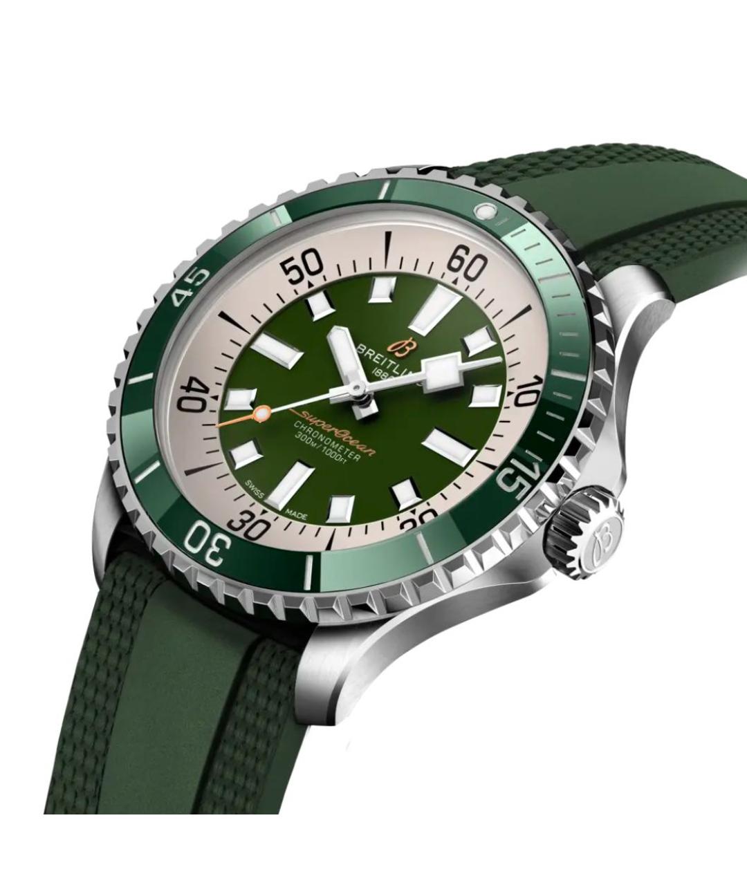 BREITLING SUPEROCEAN Зеленые металлические часы, фото 2