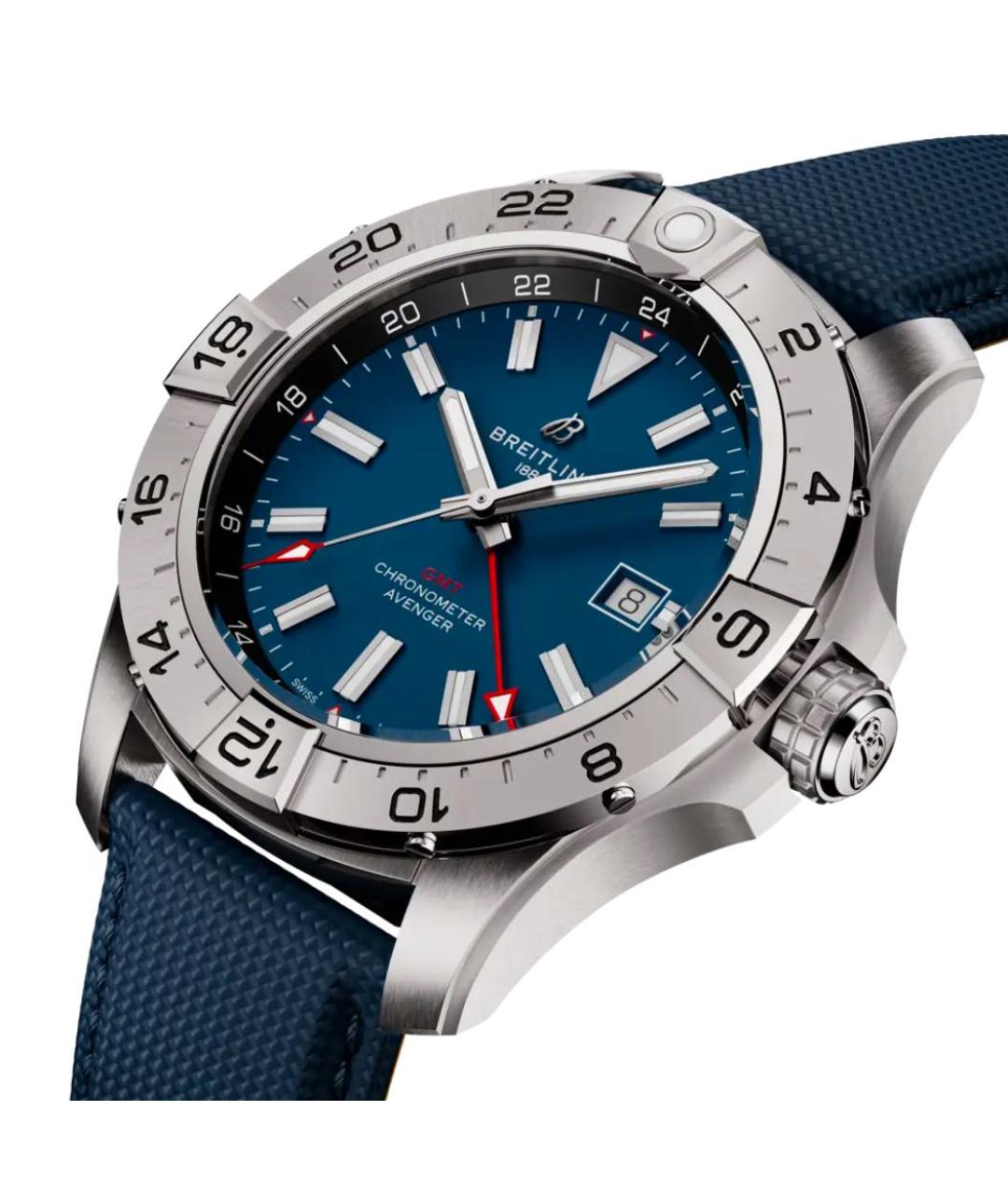 BREITLING Синие металлические часы, фото 2