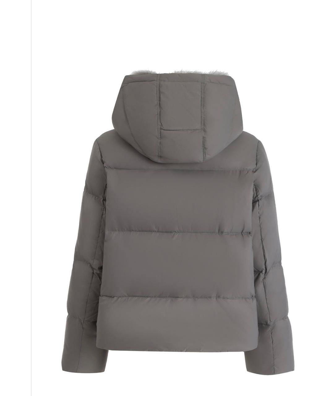 YVES SALOMON Серый полиэстеровый пуховик, фото 2