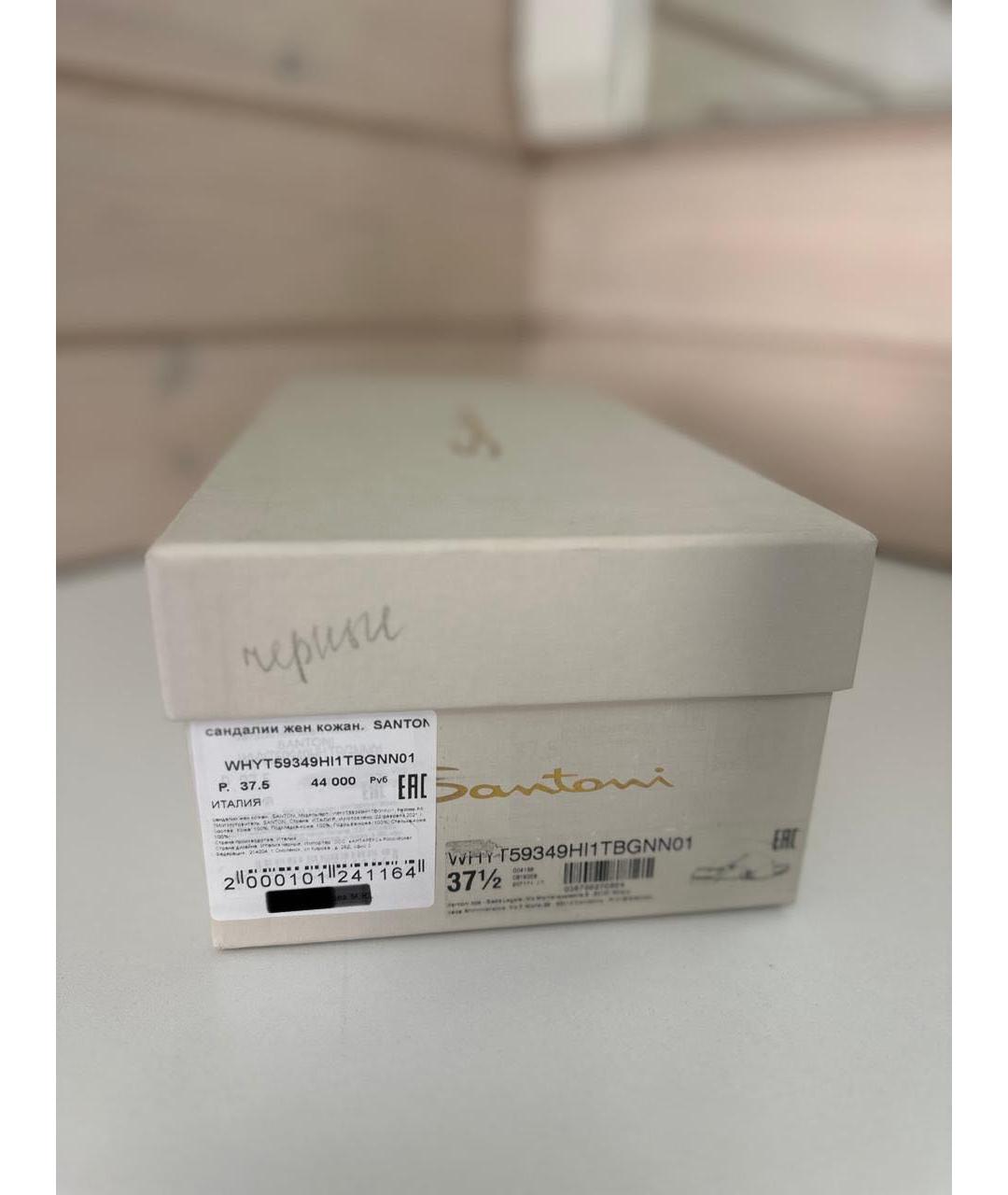 SANTONI Черные кожаные босоножки, фото 3