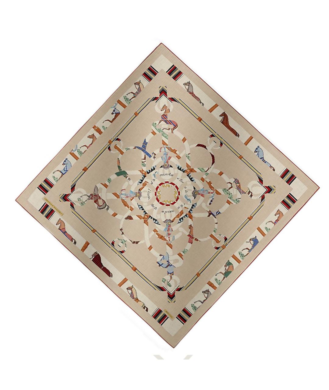 HERMES Бежевый кашемировый шарф, фото 2