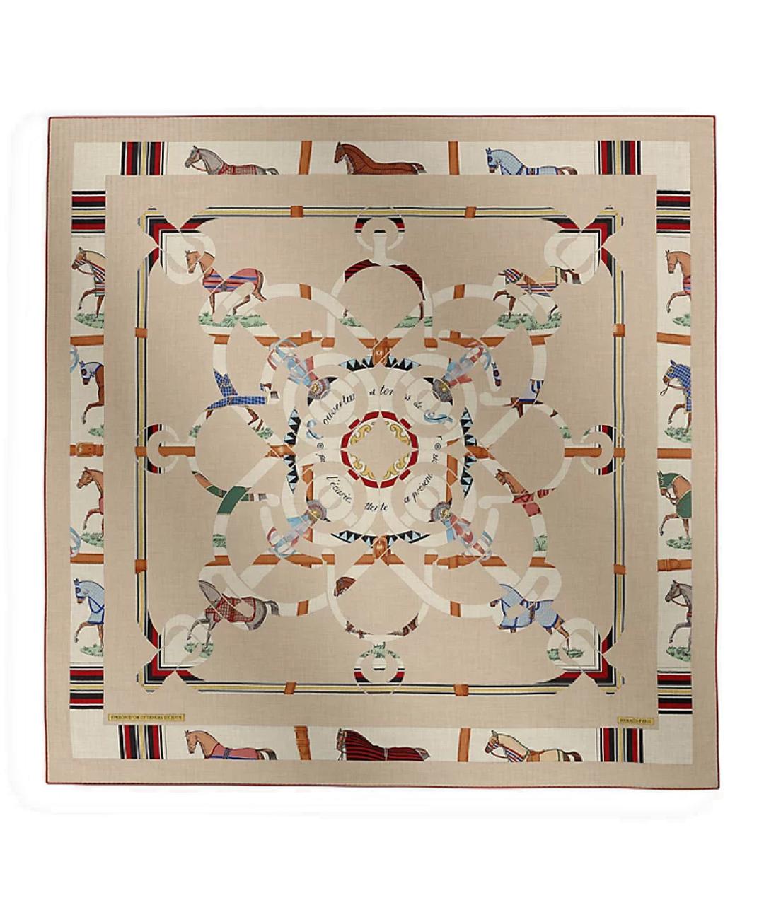 HERMES Бежевый кашемировый шарф, фото 1