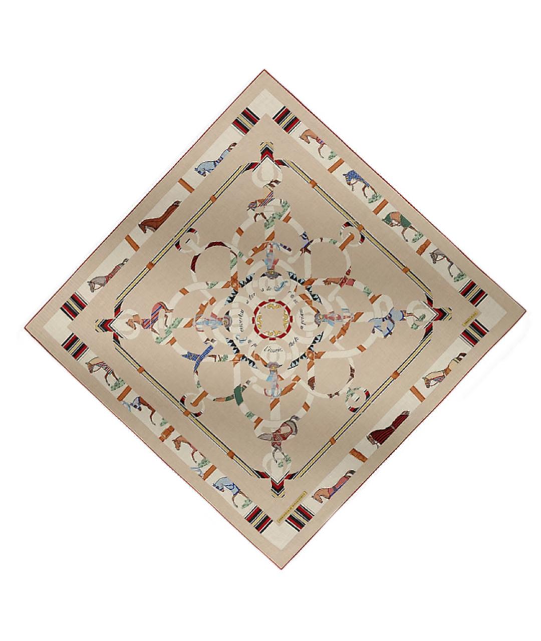 HERMES Бежевый кашемировый шарф, фото 3