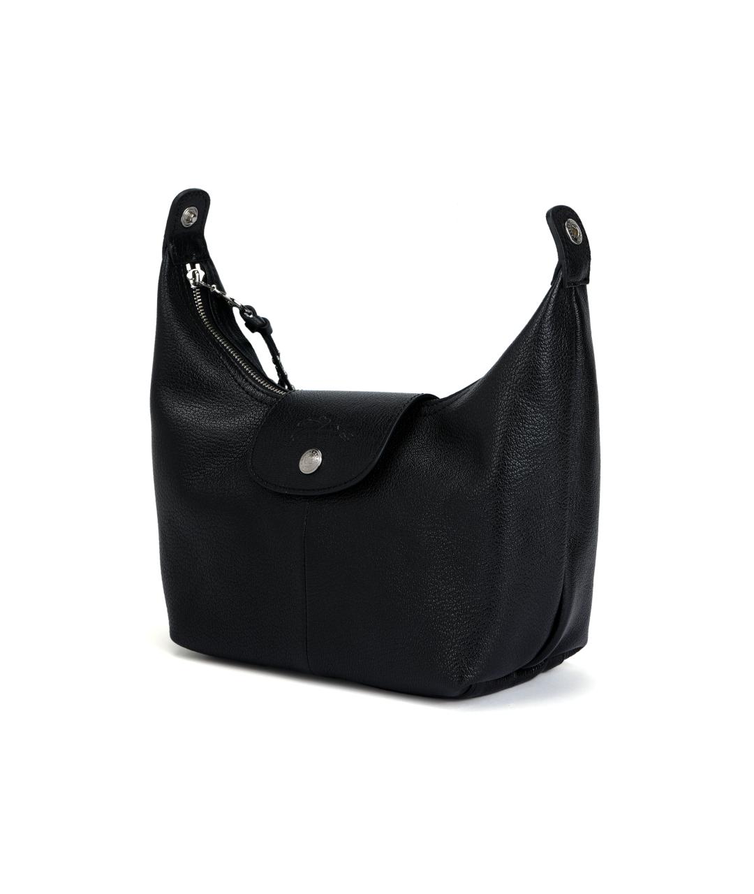 LONGCHAMP Черная кожаная сумка через плечо, фото 2