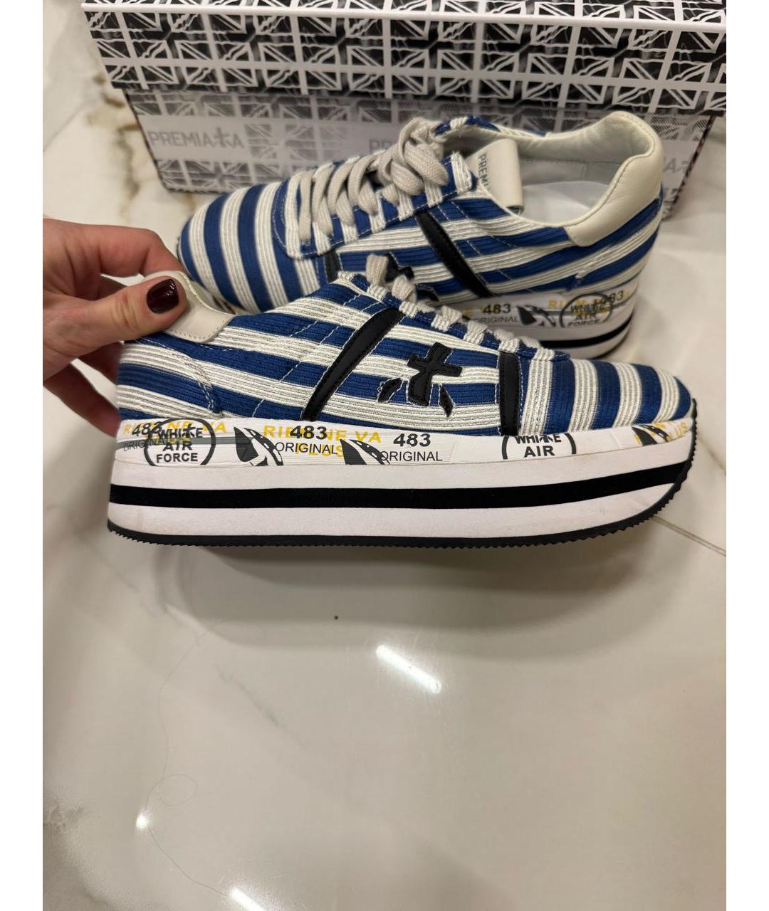 PREMIATA Синие текстильные кроссовки, фото 6