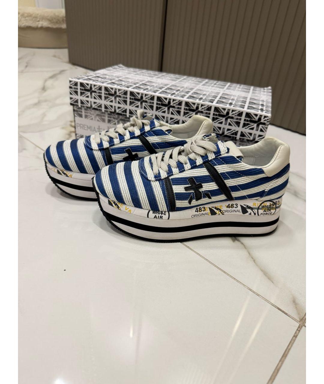 PREMIATA Синие текстильные кроссовки, фото 2