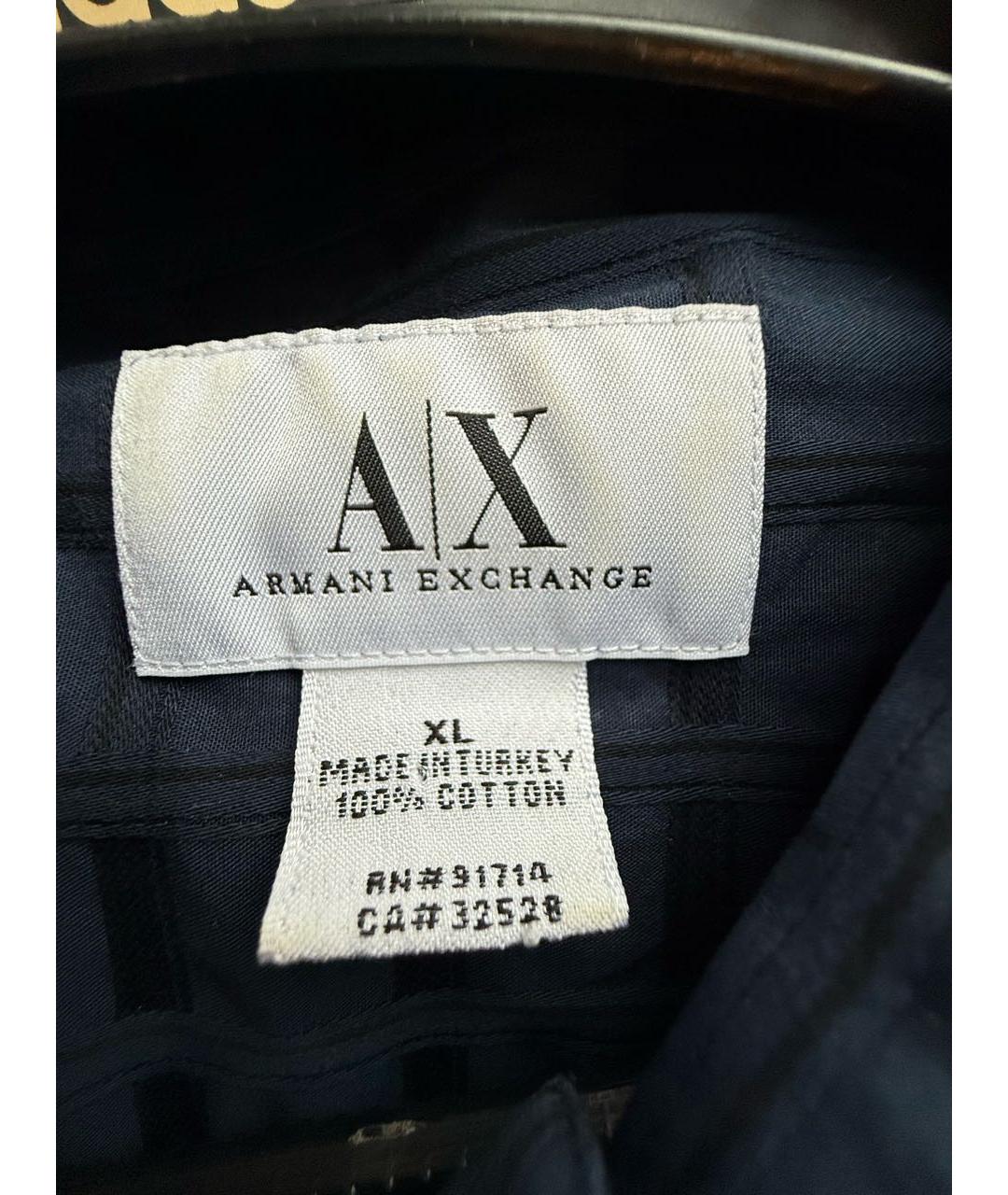 ARMANI EXCHANGE Темно-синяя хлопковая кэжуал рубашка, фото 3