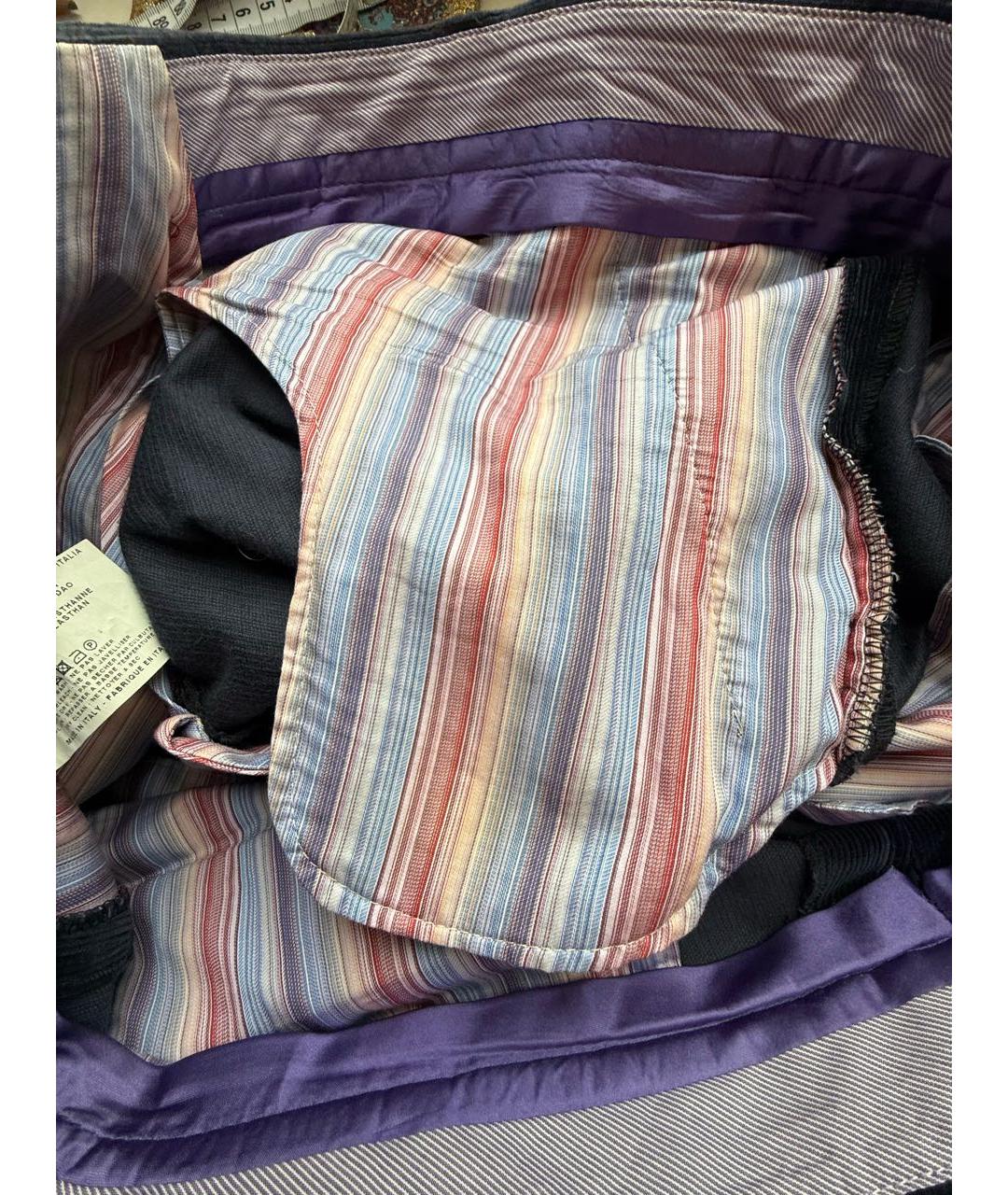 ETRO Темно-синие хлопко-эластановые повседневные брюки, фото 7