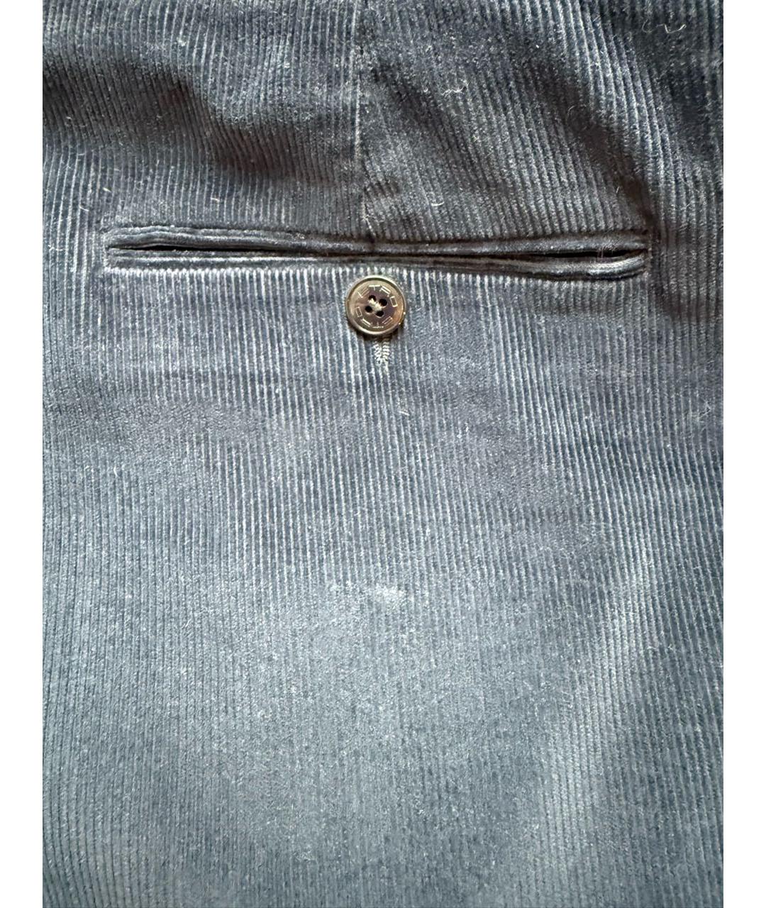 ETRO Темно-синие хлопко-эластановые повседневные брюки, фото 4