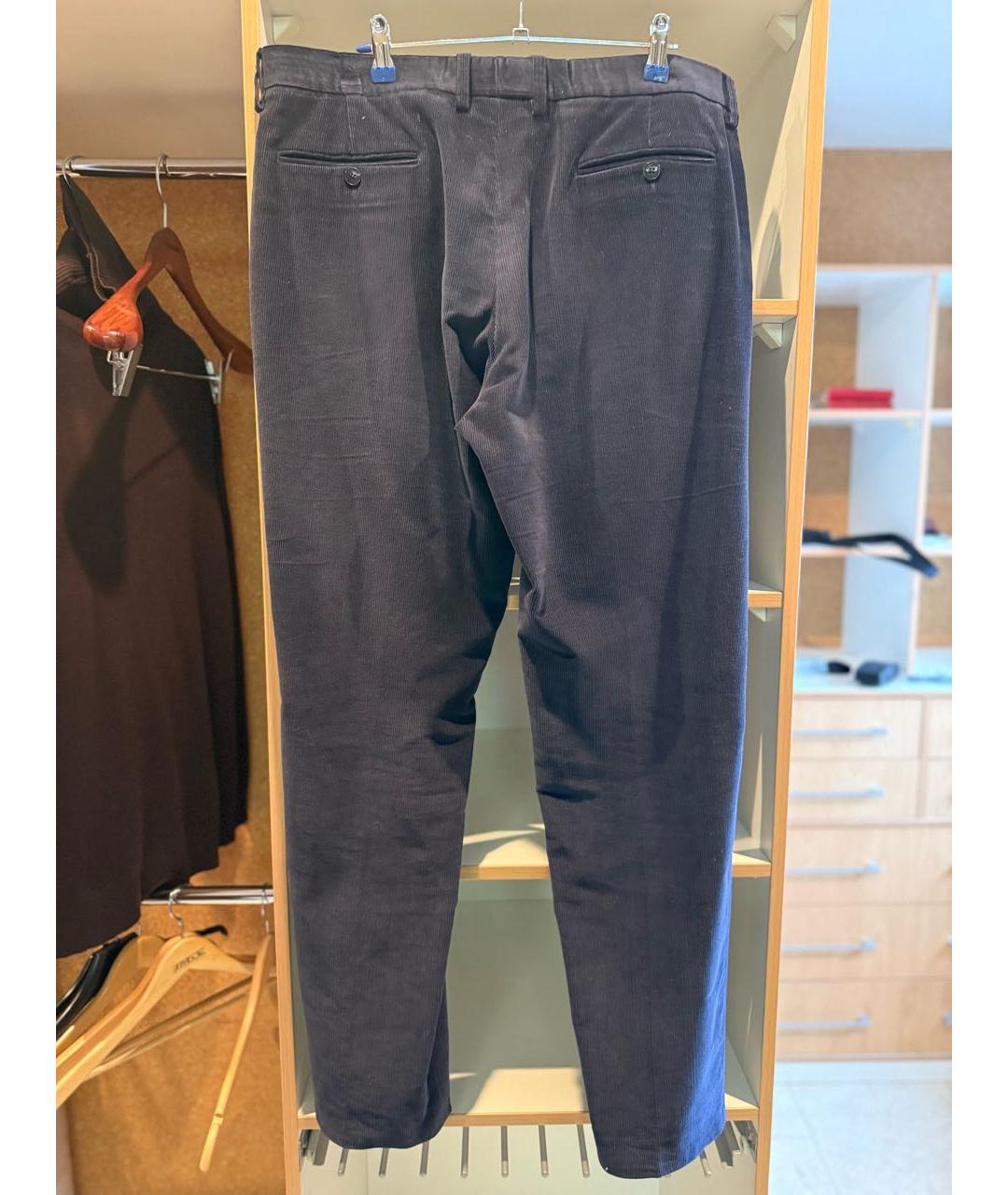 ETRO Темно-синие хлопко-эластановые повседневные брюки, фото 2