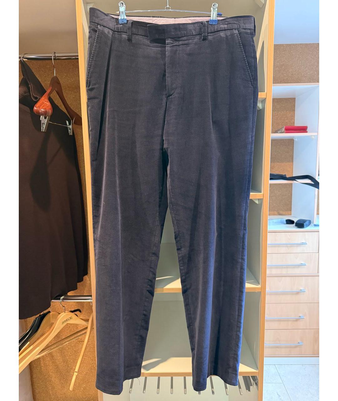 ETRO Темно-синие хлопко-эластановые повседневные брюки, фото 9