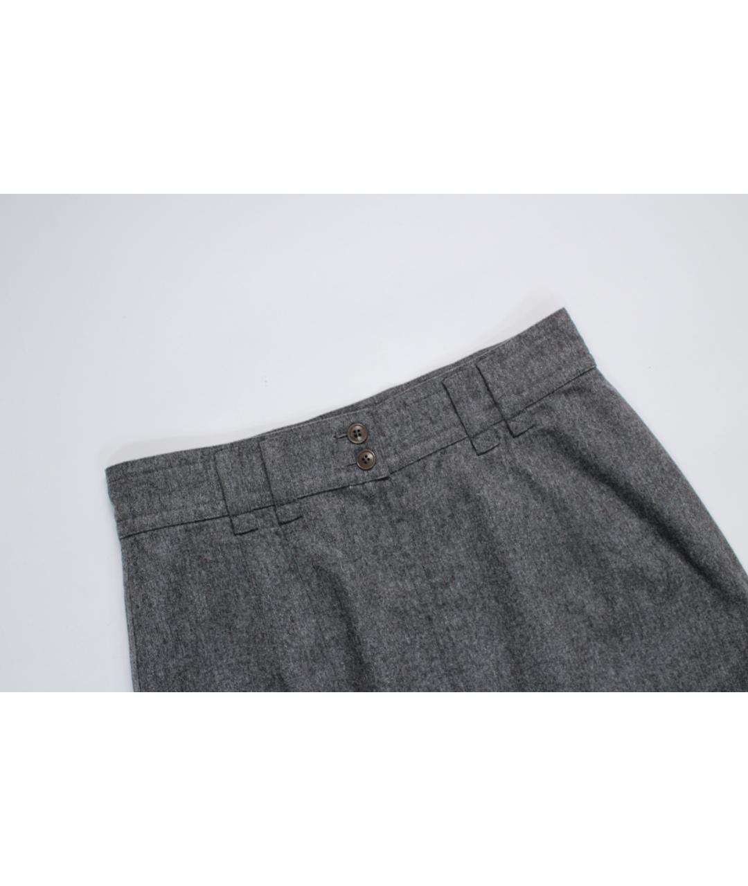 JIL SANDER Серая шерстяная юбка макси, фото 2