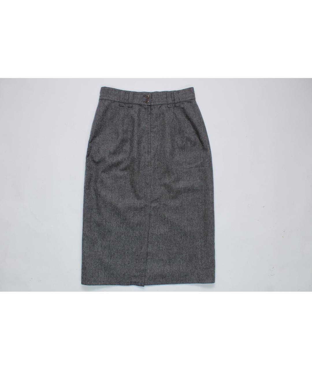 JIL SANDER Серая шерстяная юбка макси, фото 8