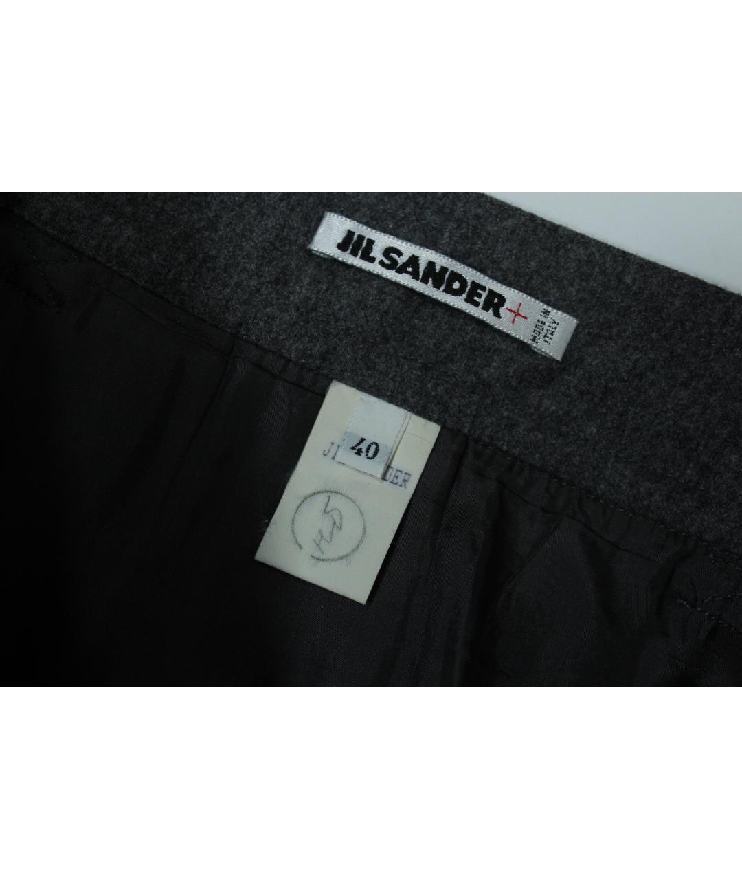 JIL SANDER Серая шерстяная юбка макси, фото 4