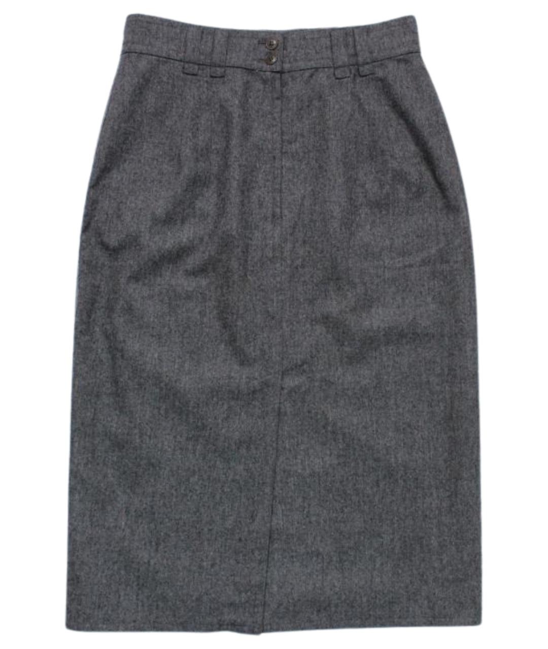 JIL SANDER Серая шерстяная юбка макси, фото 1