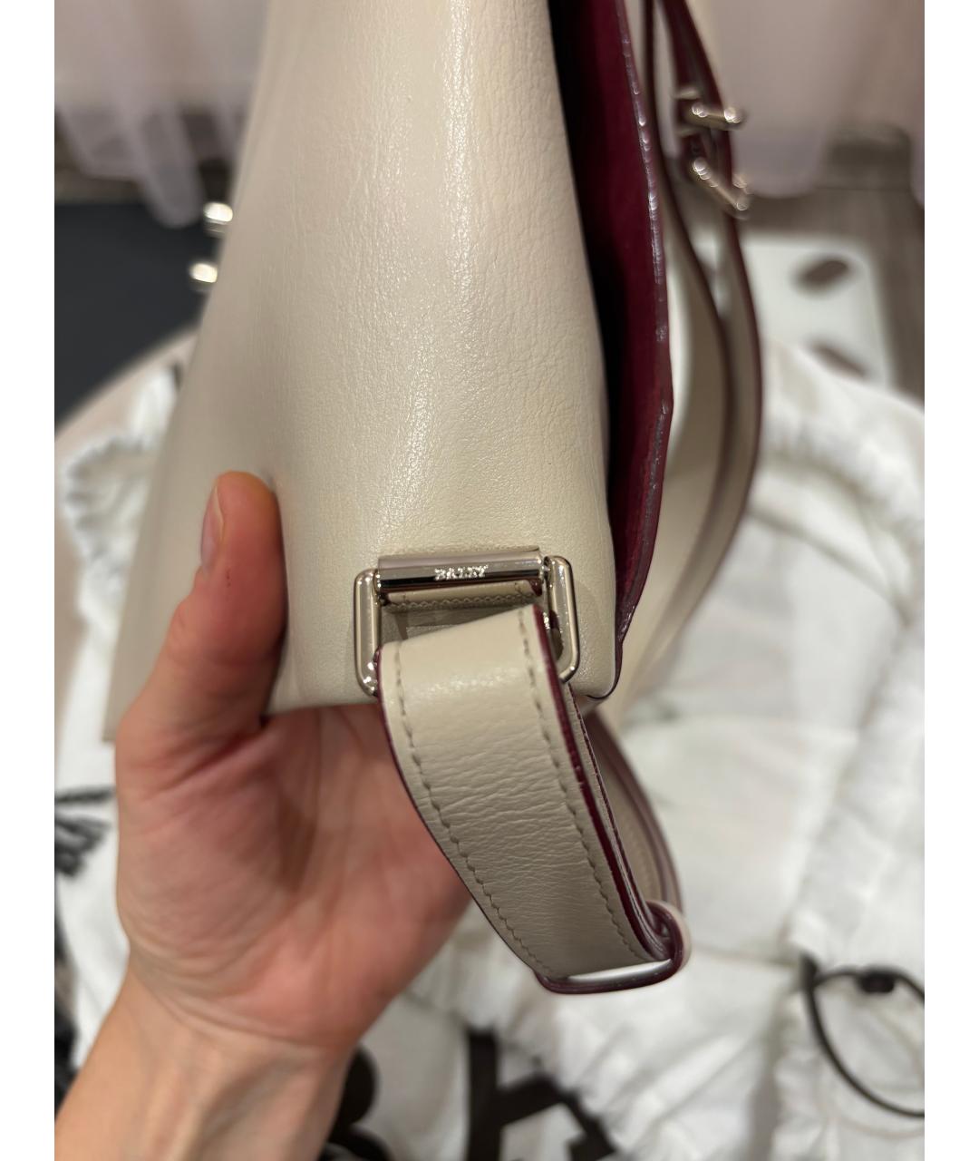 BALLY Бежевая кожаная сумка через плечо, фото 3