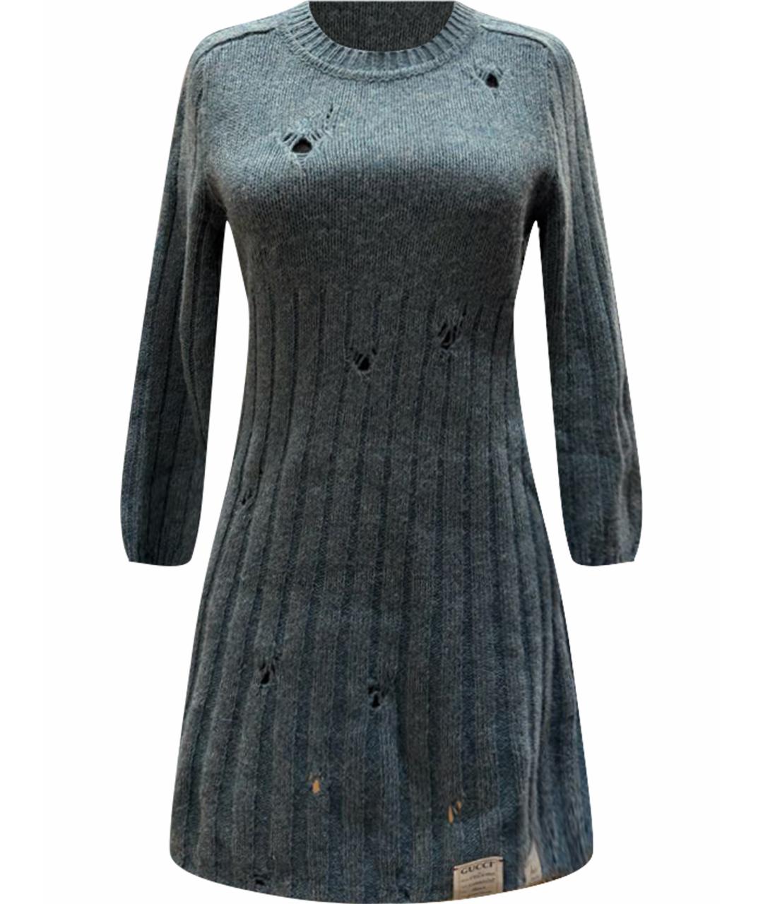 GUCCI Зеленые шерстяное повседневное платье, фото 1