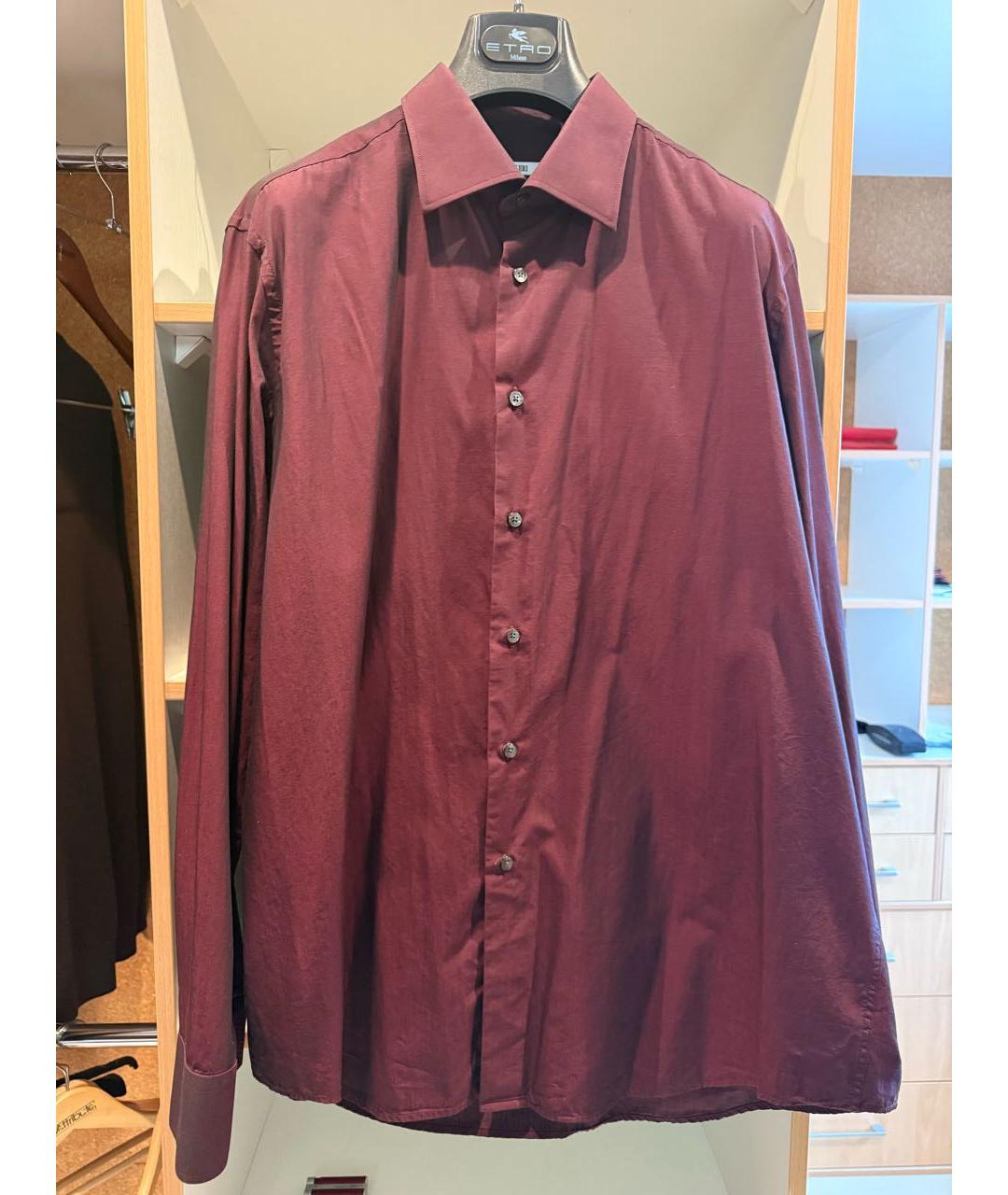 PAL ZILERI Бордовая хлопковая классическая рубашка, фото 8