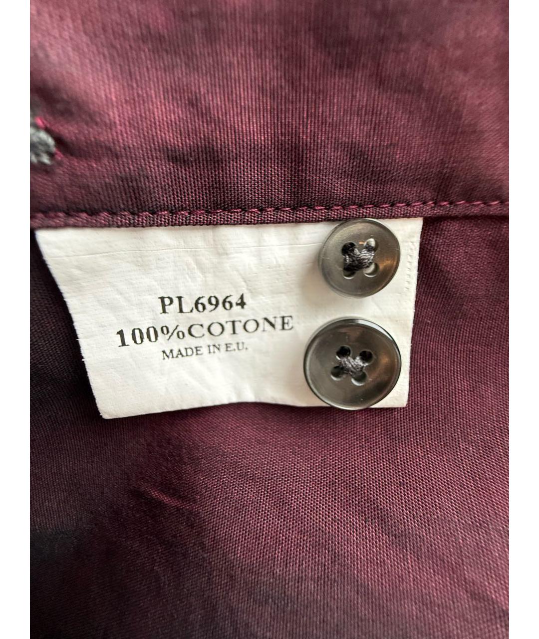 PAL ZILERI Бордовая хлопковая классическая рубашка, фото 6