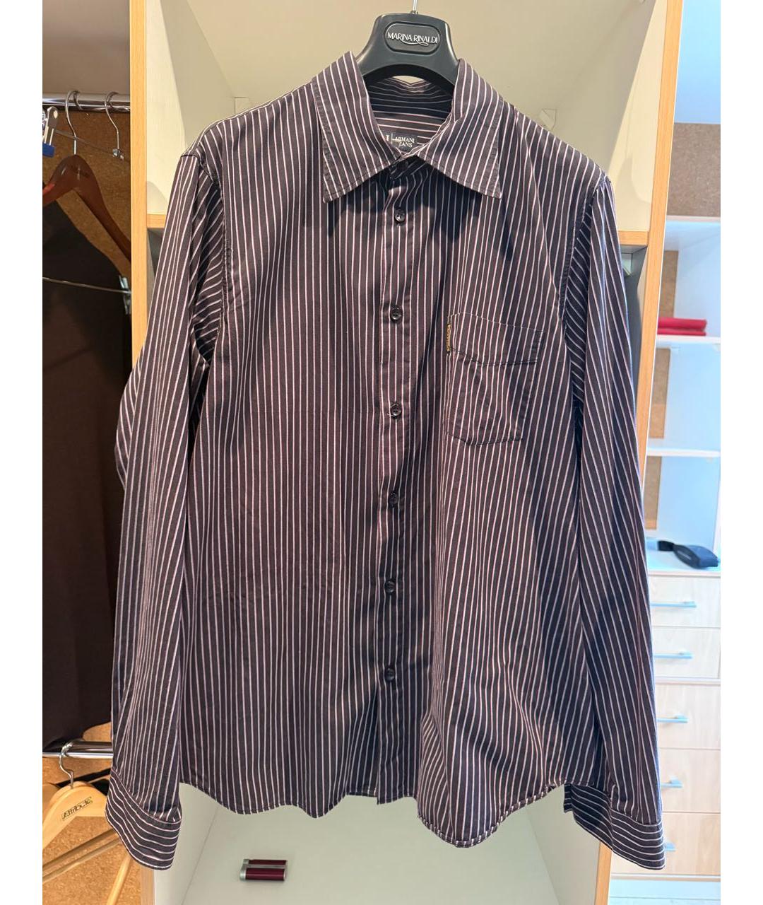 ARMANI JEANS Темно-синяя хлопковая кэжуал рубашка, фото 8