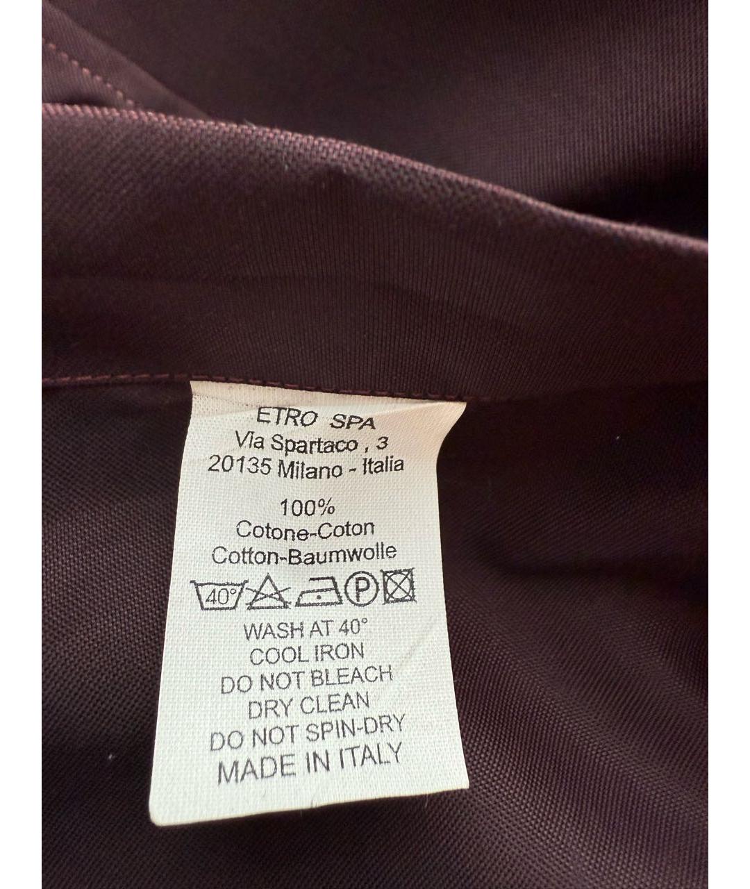 ETRO Бордовая хлопковая классическая рубашка, фото 7