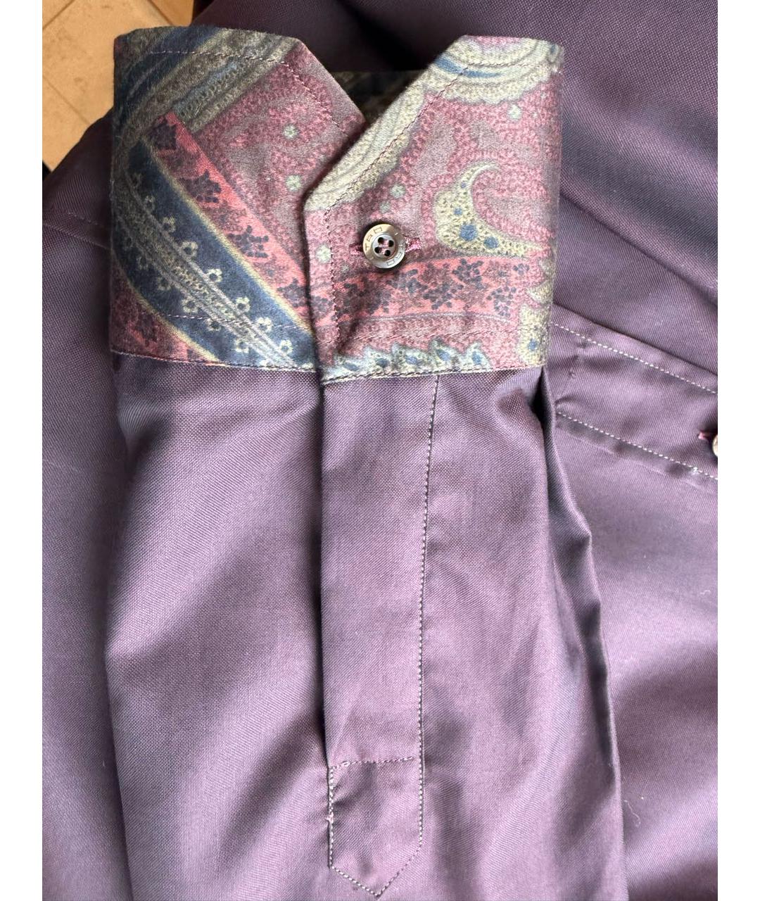 ETRO Бордовая хлопковая классическая рубашка, фото 4