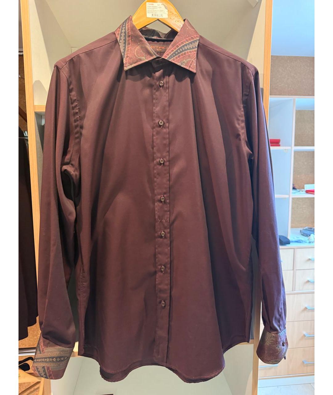 ETRO Бордовая хлопковая классическая рубашка, фото 8