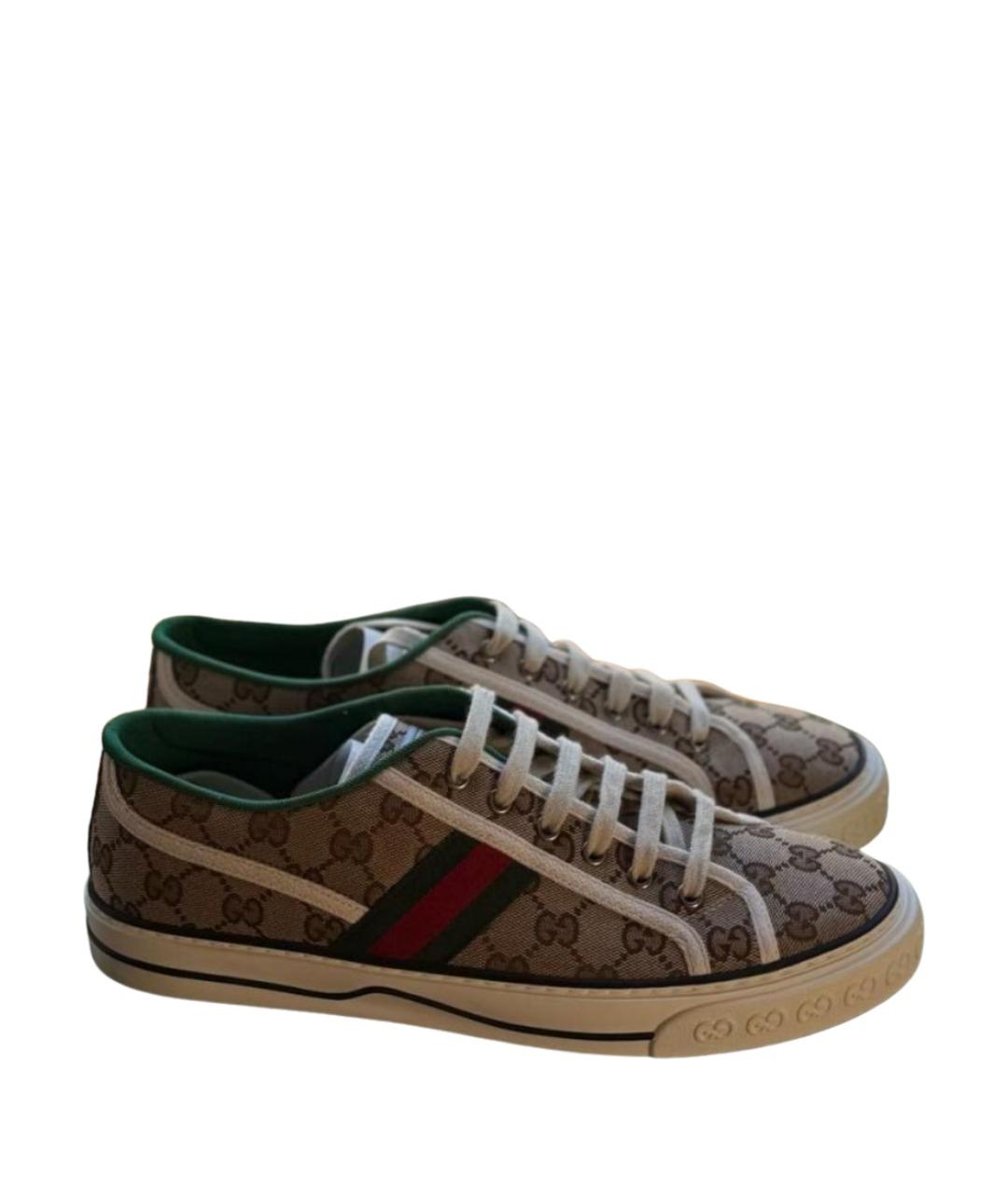 GUCCI Бежевые текстильные низкие кроссовки / кеды, фото 1