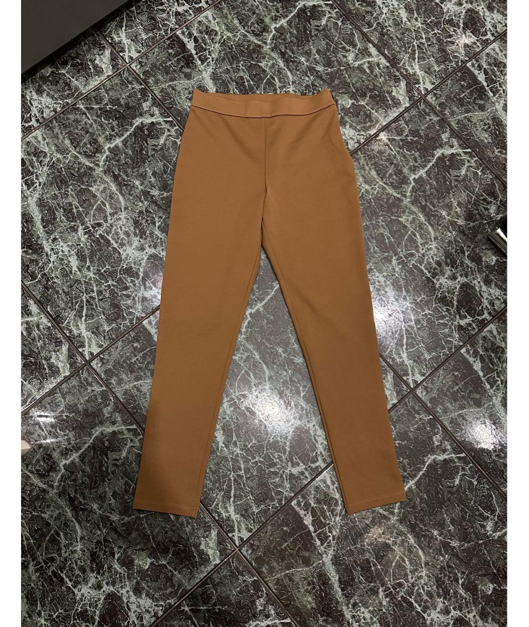 MAX MARA Коричневые синтетические брюки узкие, фото 6