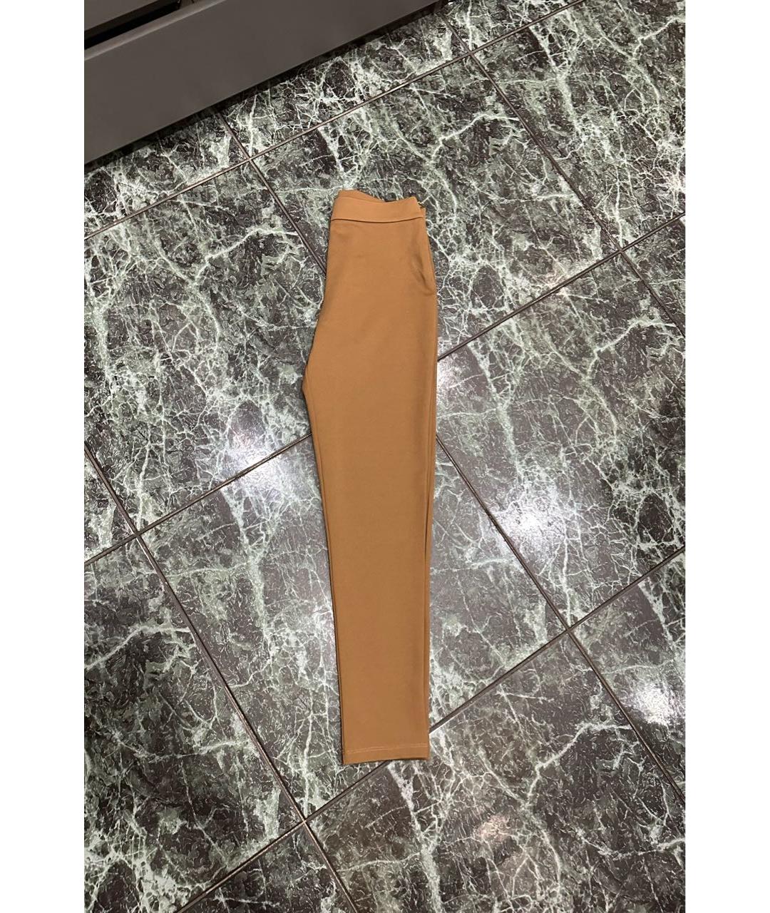 MAX MARA Коричневые синтетические брюки узкие, фото 5