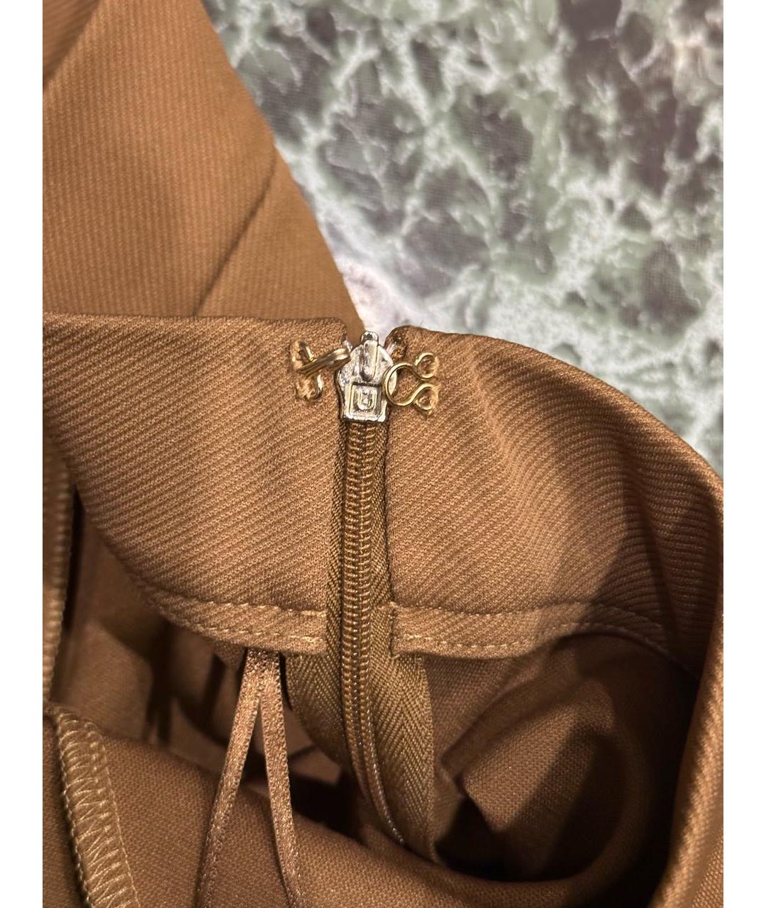 MAX MARA Коричневые синтетические брюки узкие, фото 3