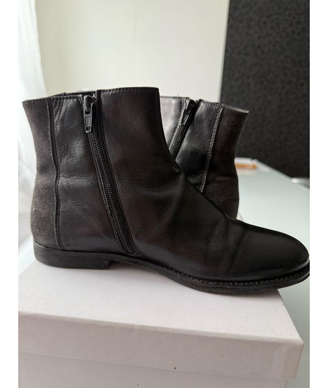 CHRISTIAN DIOR Антрацитовые кожаные полусапоги, фото 5