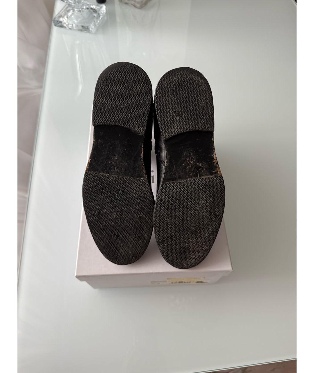 CHRISTIAN DIOR Антрацитовые кожаные полусапоги, фото 4