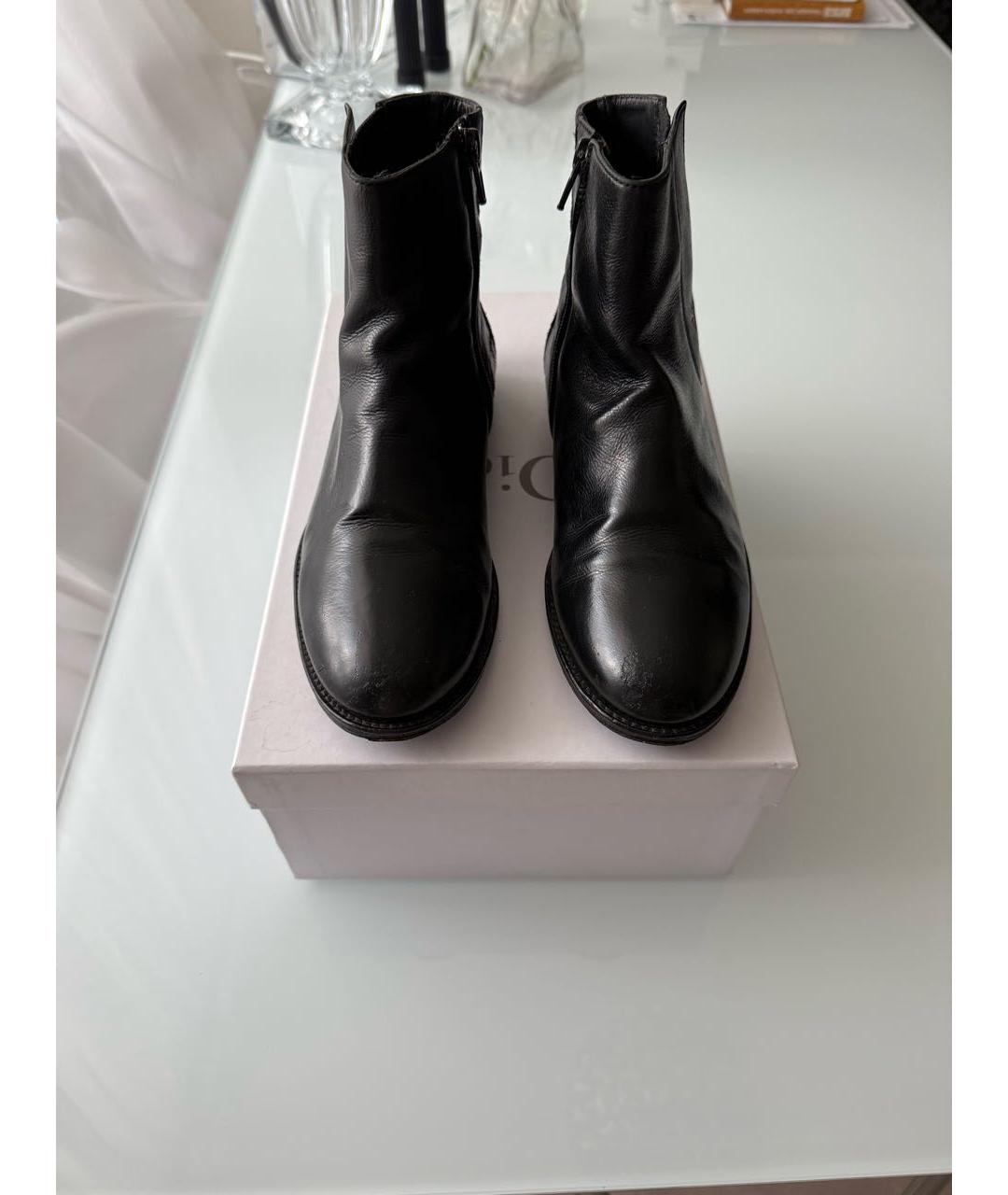 CHRISTIAN DIOR Антрацитовые кожаные полусапоги, фото 2