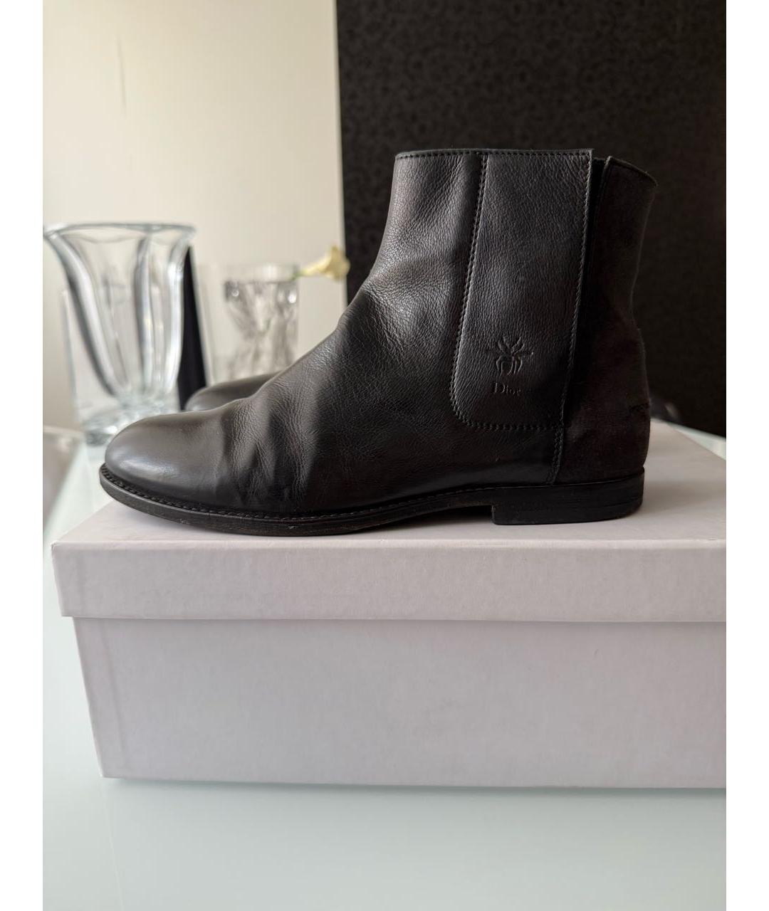 CHRISTIAN DIOR Антрацитовые кожаные полусапоги, фото 8