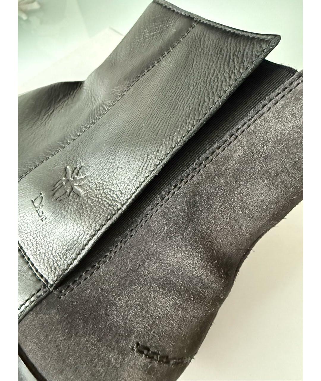 CHRISTIAN DIOR Антрацитовые кожаные полусапоги, фото 3