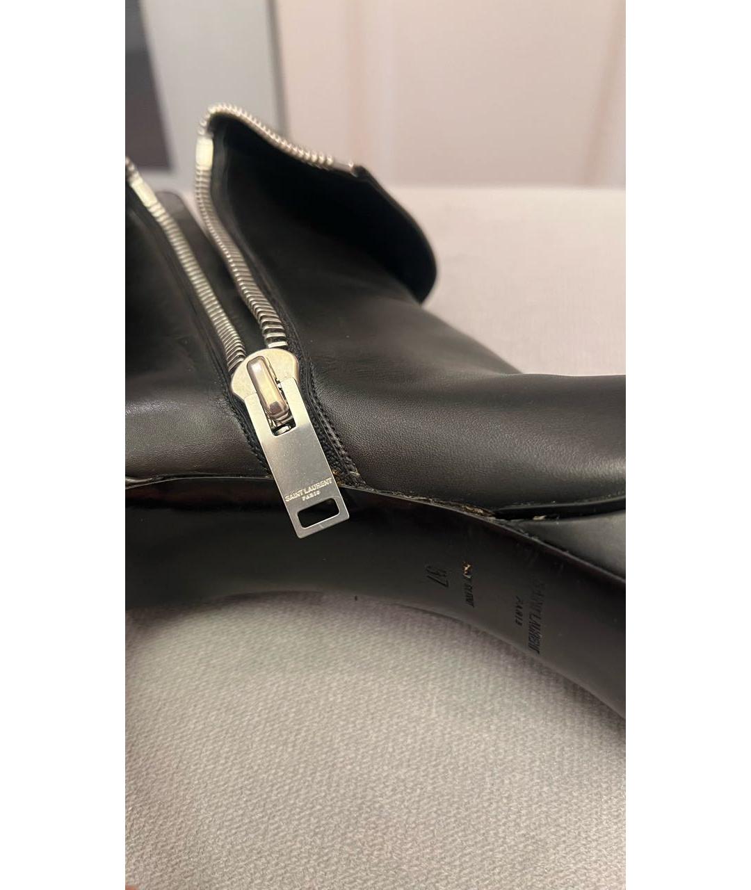 SAINT LAURENT Черные кожаные ботильоны, фото 6