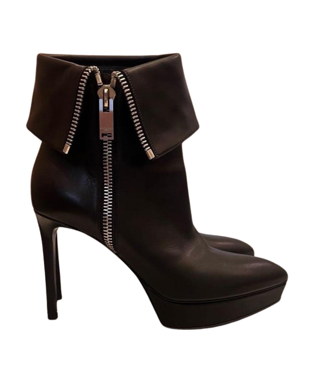 SAINT LAURENT Черные кожаные ботильоны, фото 1