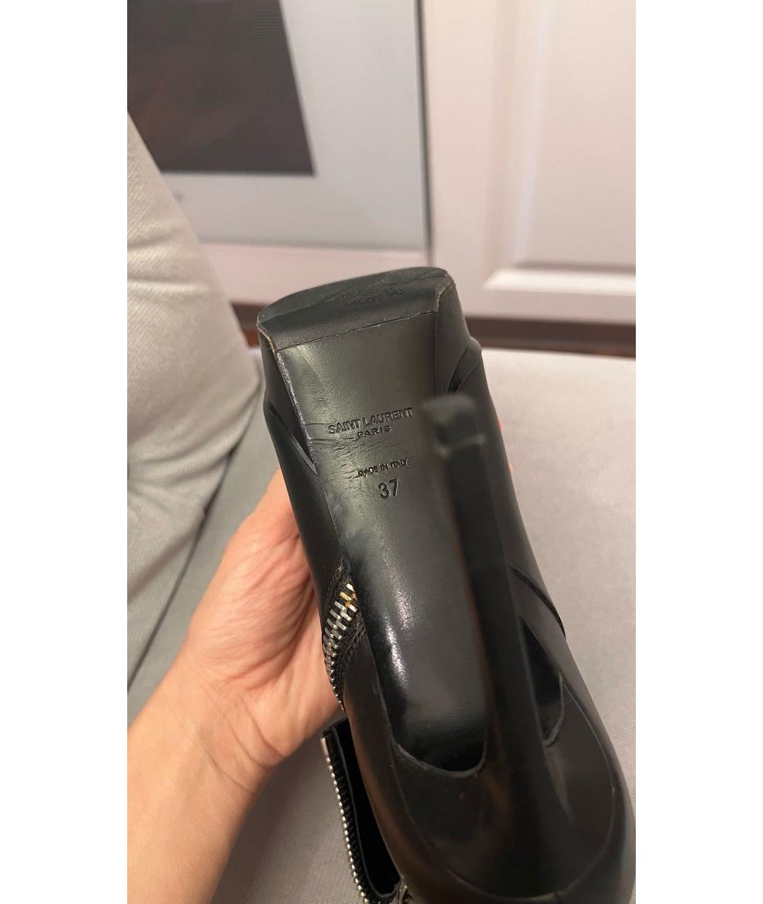 SAINT LAURENT Черные кожаные ботильоны, фото 7