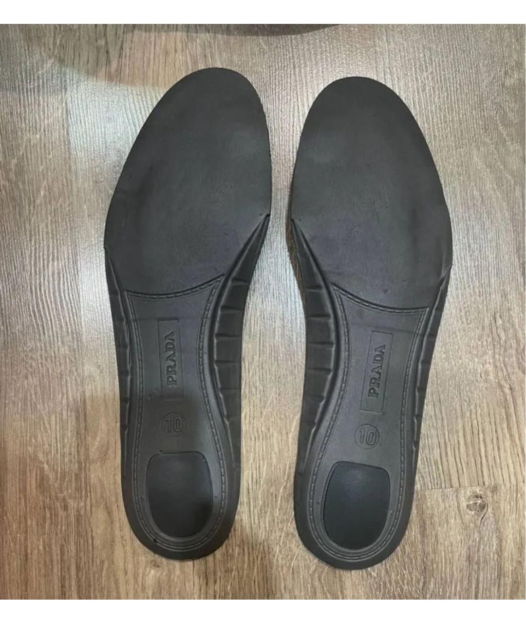 PRADA Коричневые кожаные высокие кроссовки / кеды, фото 6