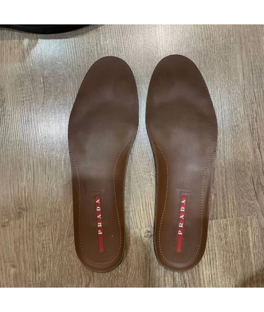 PRADA Коричневые кожаные высокие кроссовки / кеды, фото 5