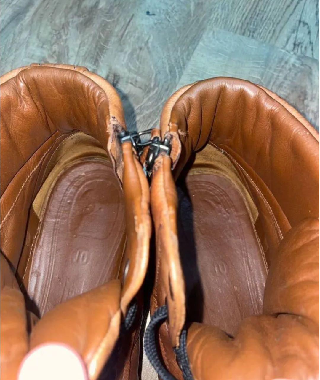 PRADA Коричневые кожаные высокие кроссовки / кеды, фото 4