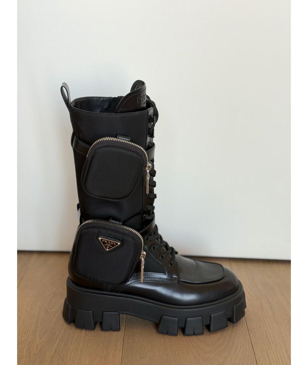 PRADA Черные кожаные сапоги, фото 9