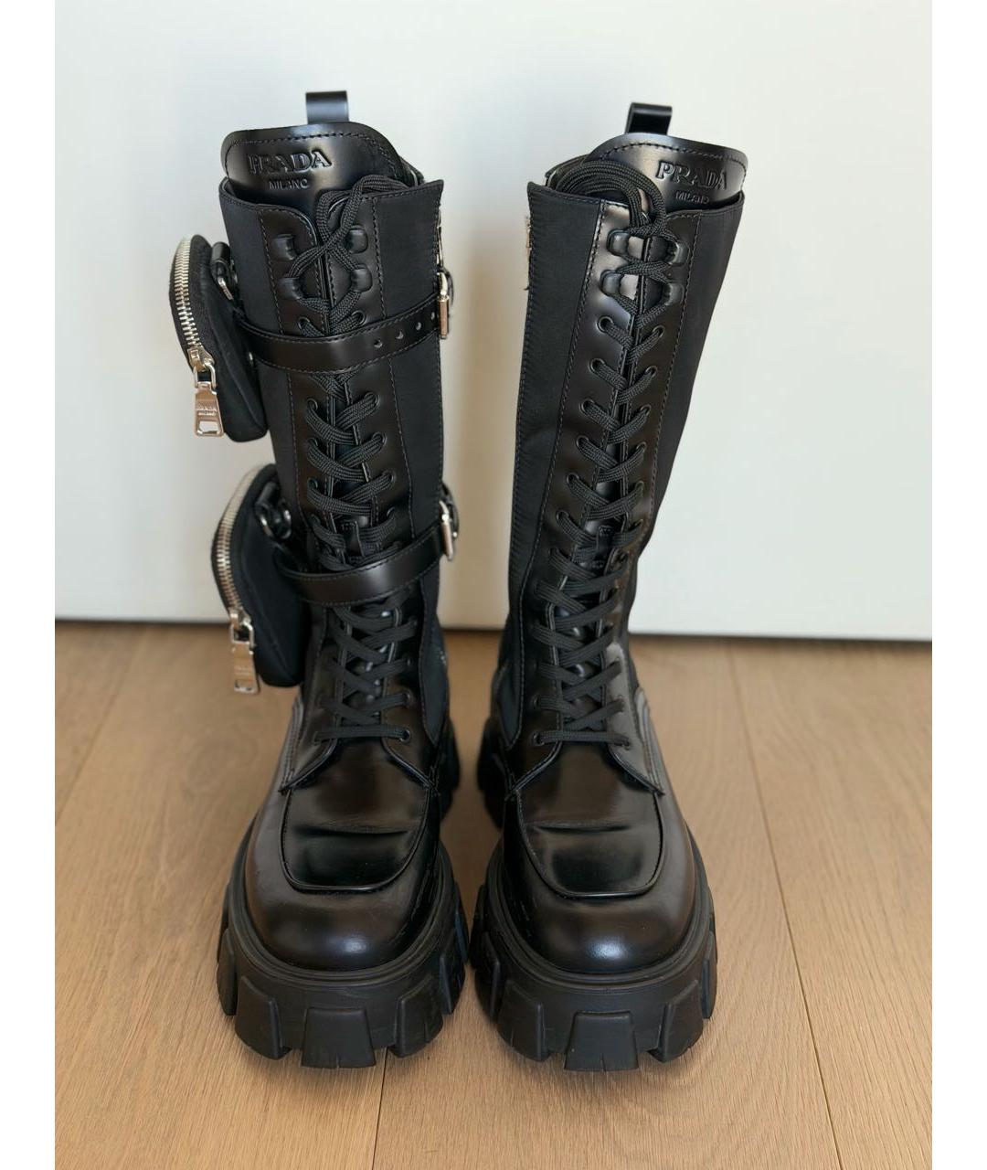 PRADA Черные кожаные сапоги, фото 2