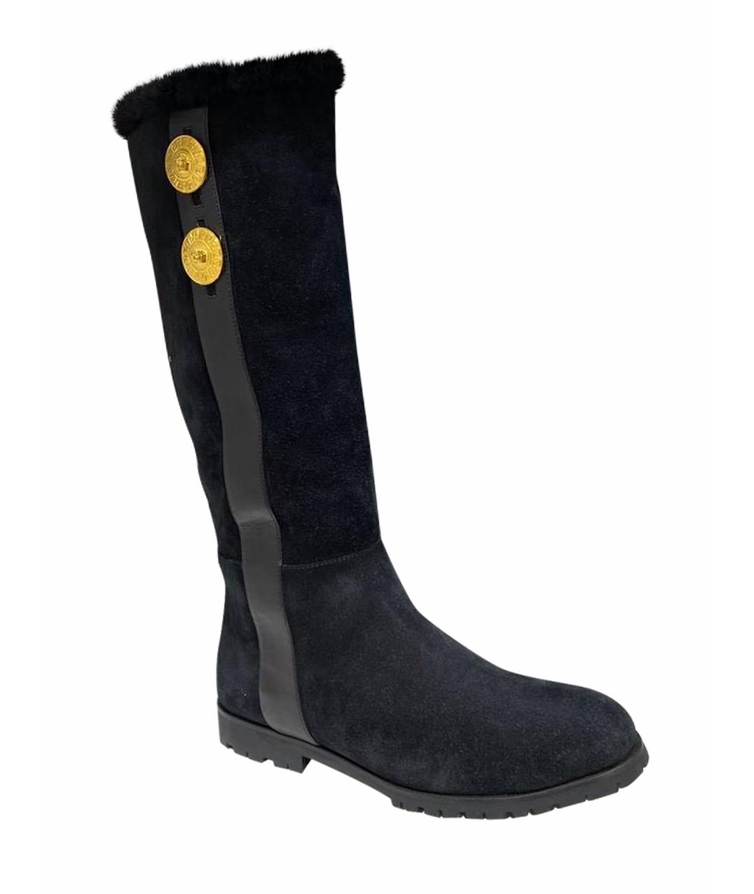 VERSACE Черные замшевые сапоги, фото 1