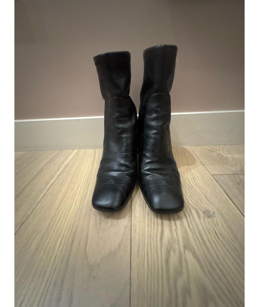 CHRISTIAN DIOR Черные кожаные ботильоны, фото 2