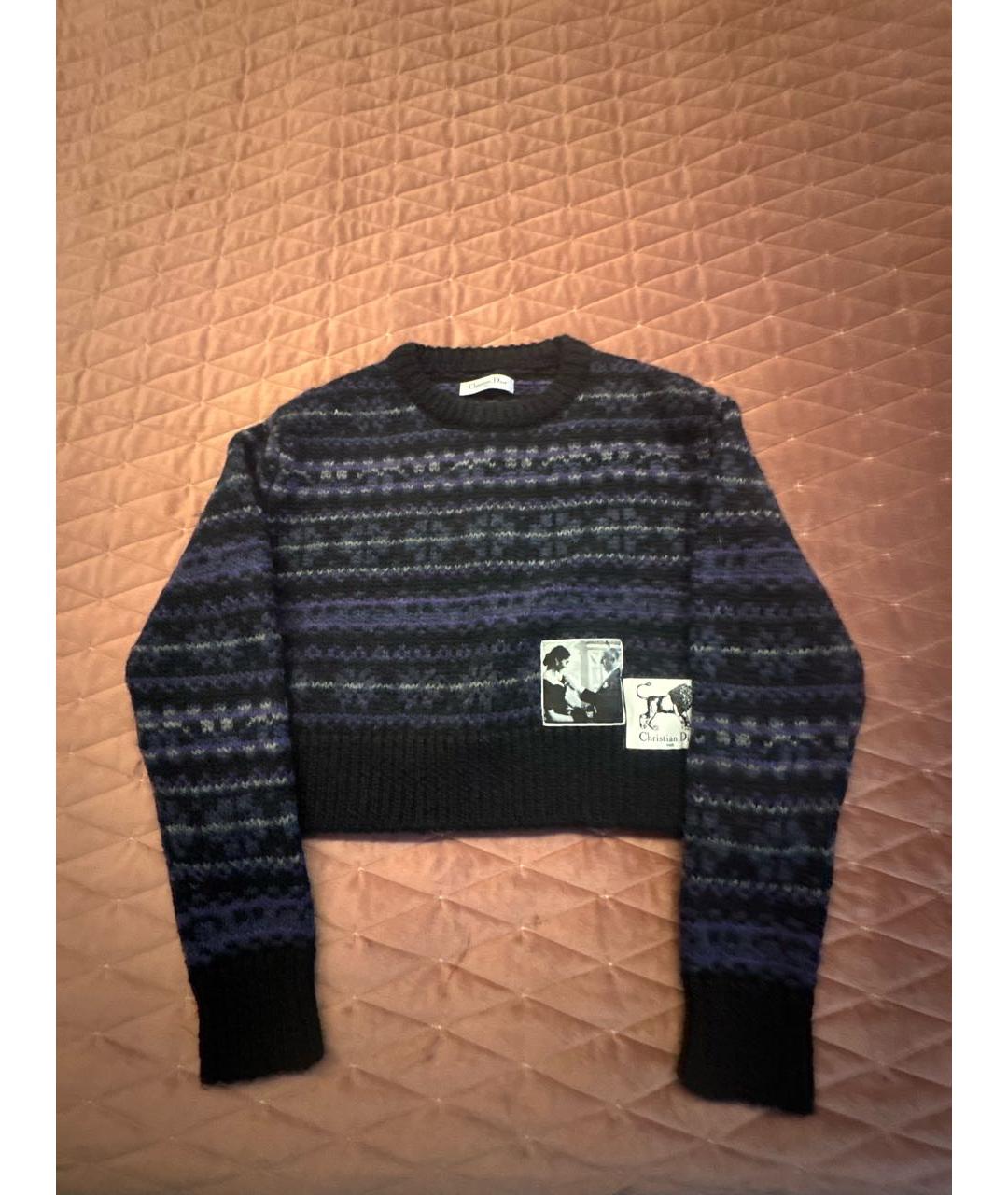 CHRISTIAN DIOR Темно-синий шерстяной джемпер / свитер, фото 5