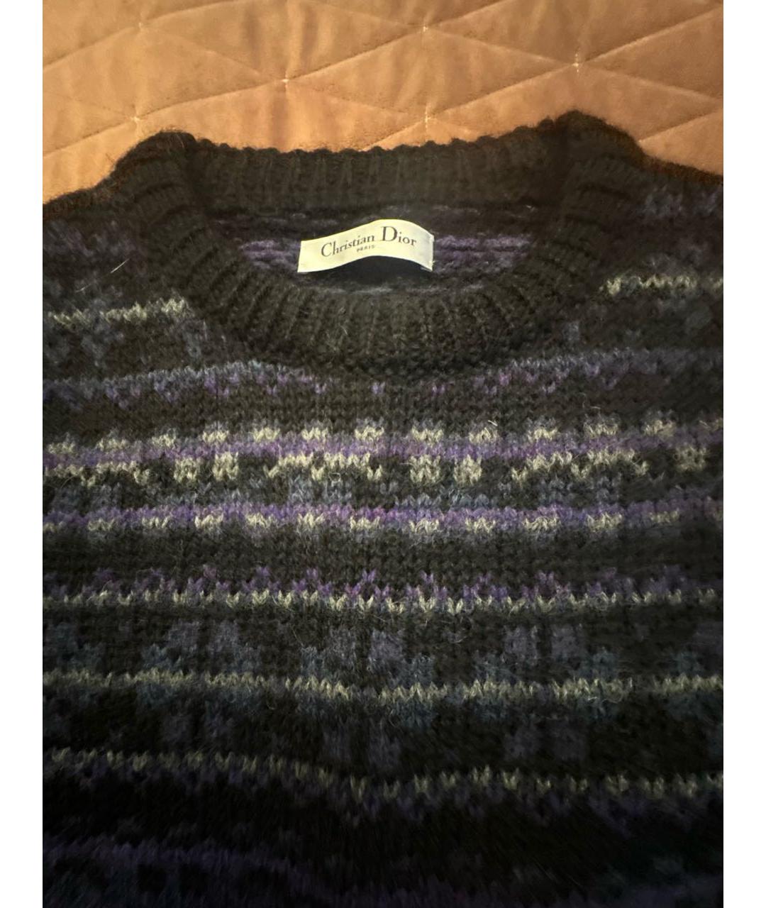 CHRISTIAN DIOR Темно-синий шерстяной джемпер / свитер, фото 3