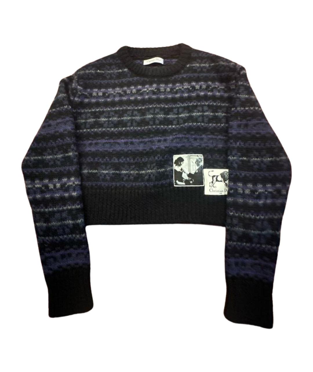 CHRISTIAN DIOR Темно-синий шерстяной джемпер / свитер, фото 1